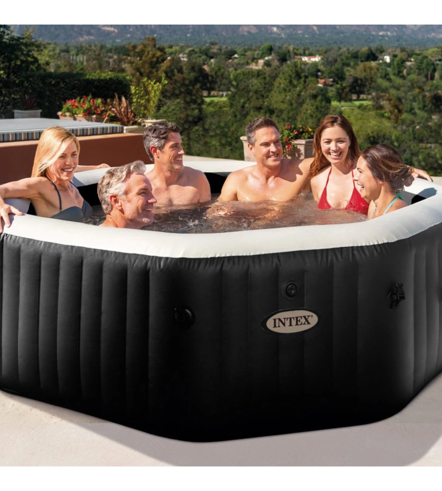 PISCINA IDROMASSAGGIO GONFIABILE INTEX "PURE SPA JET BUBBLE DELUXE" NERO 6 PERSONE 211X211X71 CM - COD. 28462