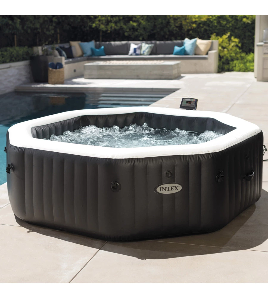 PISCINA IDROMASSAGGIO GONFIABILE INTEX "PURE SPA JET BUBBLE DELUXE" NERO 4 PERSONE 180X180X71 CM - COD. 28458