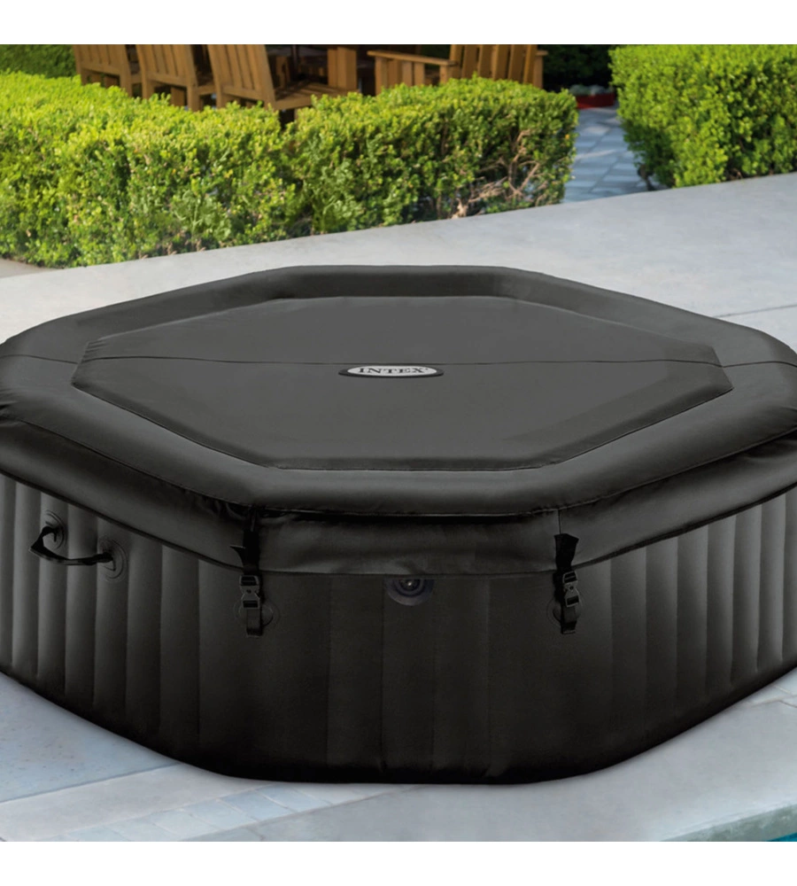 PISCINA IDROMASSAGGIO GONFIABILE INTEX "PURE SPA JET BUBBLE DELUXE" NERO 4 PERSONE 180X180X71 CM - COD. 28458