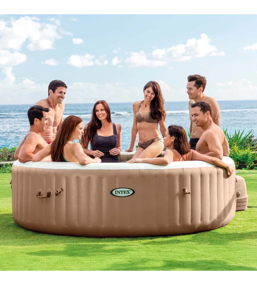 PISCINA IDROMASSAGGIO GONFIABILE INTEX "PURESPA BUBBLE MASSAGE" MARRONE 8 PERSONE 236X236X71 CM - COD. 28412NP