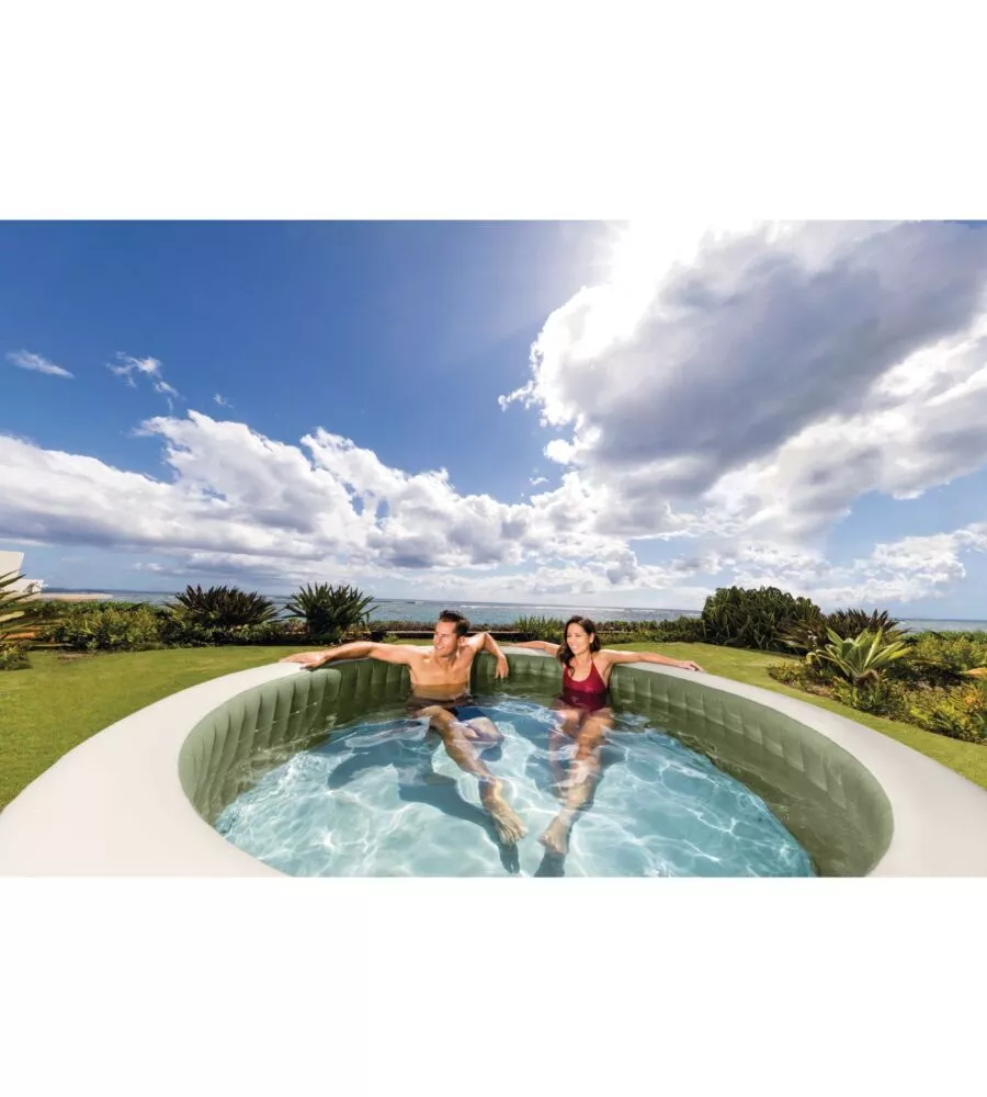 PISCINA IDROMASSAGGIO GONFIABILE INTEX "PURESPA BUBBLE MASSAGE" MARRONE 8 PERSONE 236X236X71 CM - COD. 28412NP
