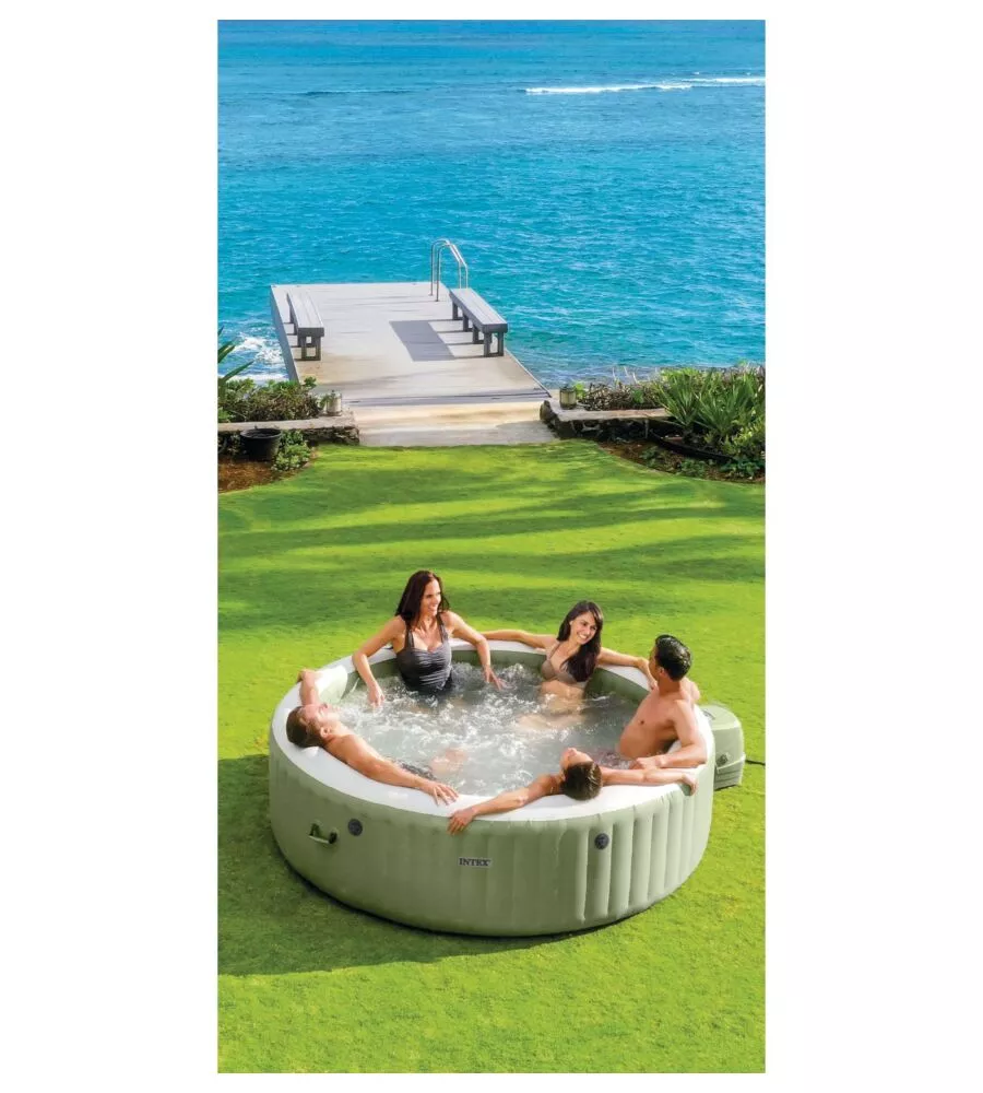 PISCINA IDROMASSAGGIO GONFIABILE INTEX "PURESPA BUBBLE MASSAGE" MARRONE 8 PERSONE 236X236X71 CM - COD. 28412NP