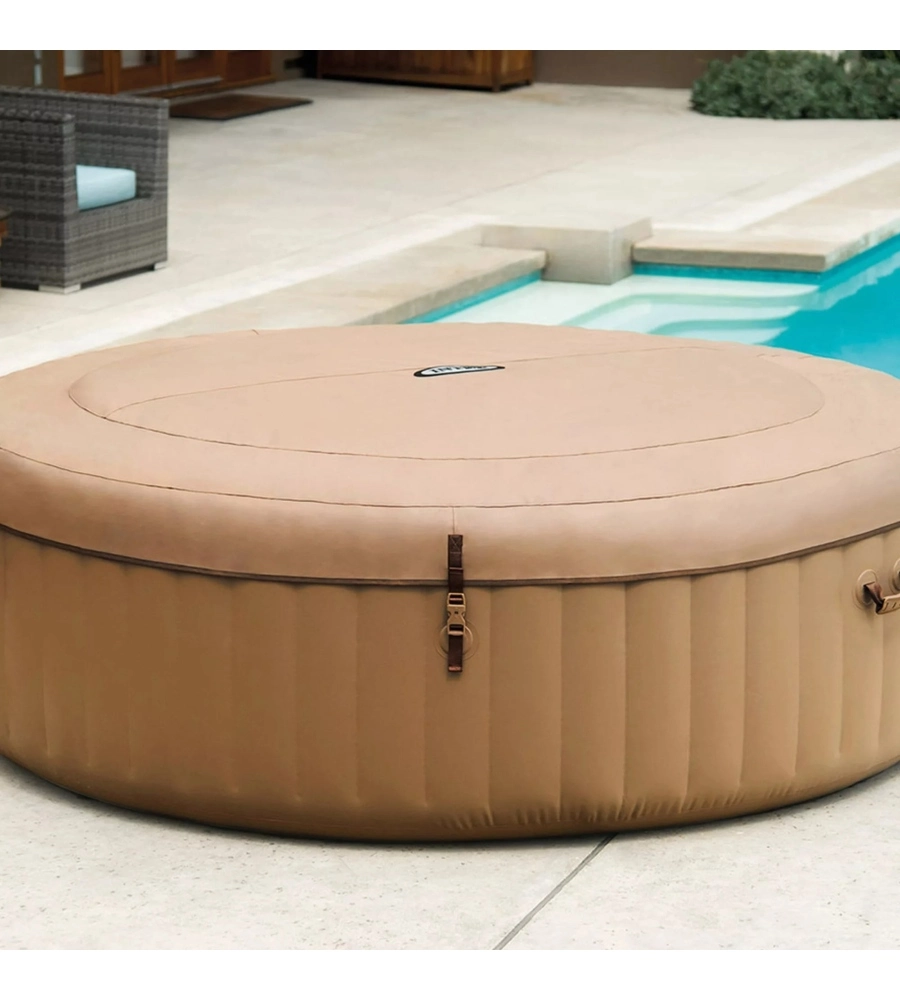PISCINA IDROMASSAGGIO GONFIABILE INTEX "PURESPA BUBBLE MASSAGE" MARRONE 8 PERSONE 236X236X71 CM - COD. 28412NP