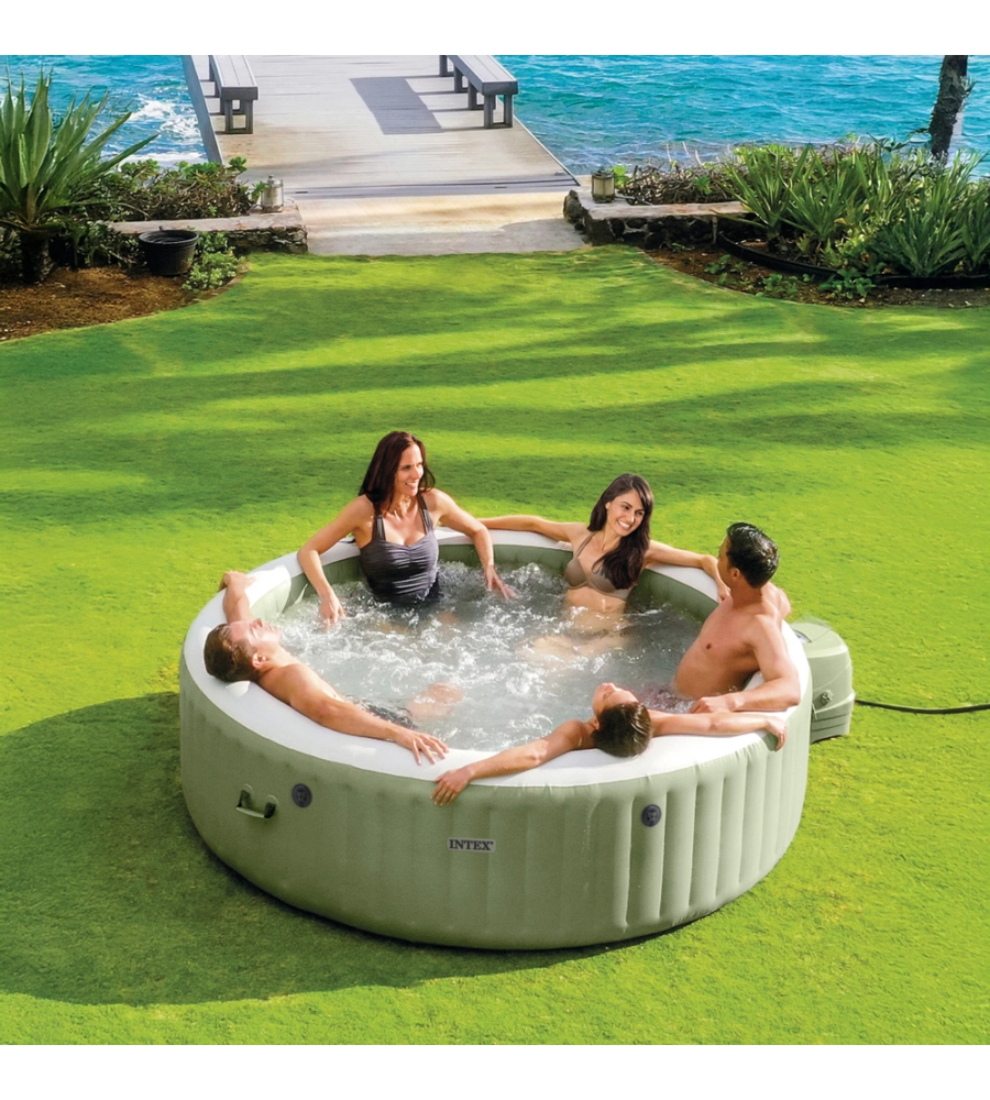 PISCINA IDROMASSAGGIO GONFIABILE INTEX "PURESPA BUBBLE MASSAGE" VERDE 8 PERSONE 236X236X71 CM - COD. 28412NP