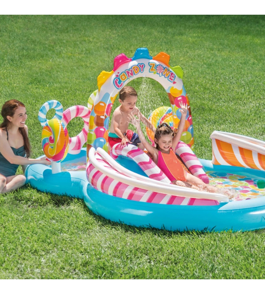 PISCINA GONFIABILE PER BAMBINI INTEX "PLAY CENTER CARAMELLE" 295X191X130 CM - COD. 57149NP