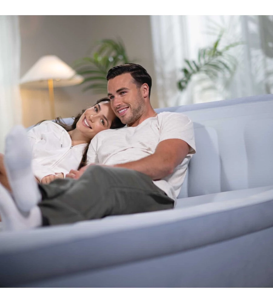 MATERASSO MATRIMONIALE GONFIABILE INTEX "PLUSH HEADBOARD" AZZURRO CON POGGIATESTA 152X203X86 CM - COD. 64450ND