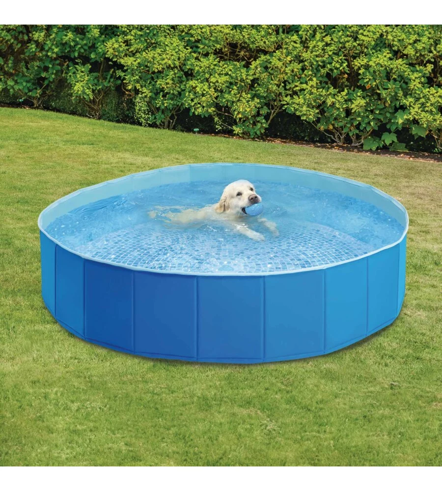 PISCINA FUORI TERRA CON STRUTTURA PIEGHEVOLE RIGIDA PER CANI INTEX AZZURRA 152X152X30 CM - COD. 48400NP