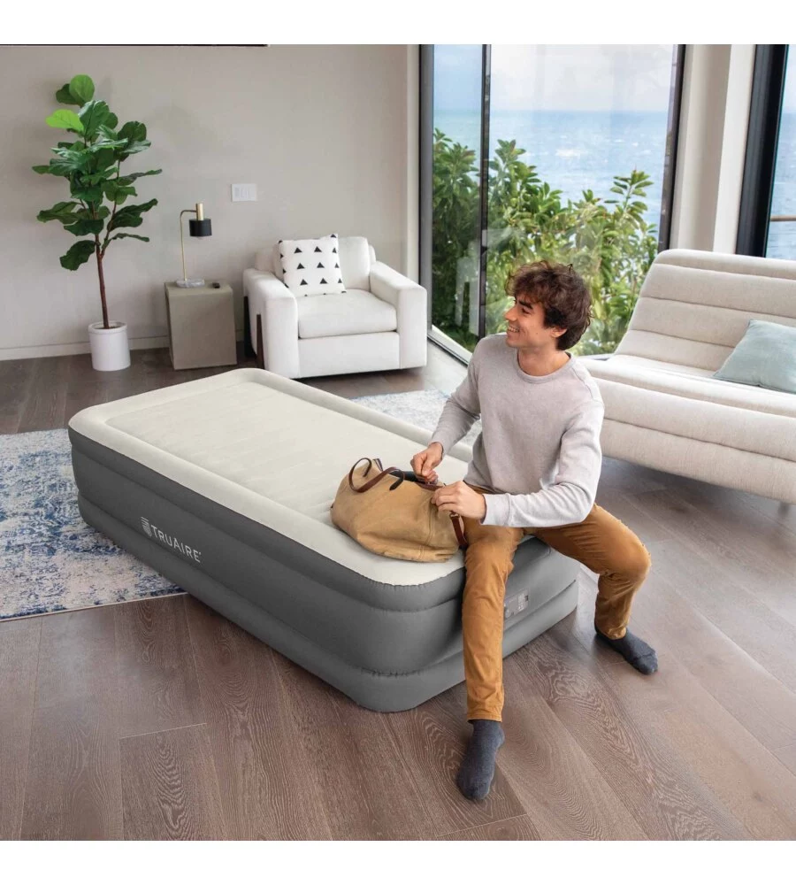 MATERASSO SINGOLO GONFIABILE INTEX "TRUAIRE COMFORT PLUSH" MARRONE 99X191X46 CM - COD. 64032
