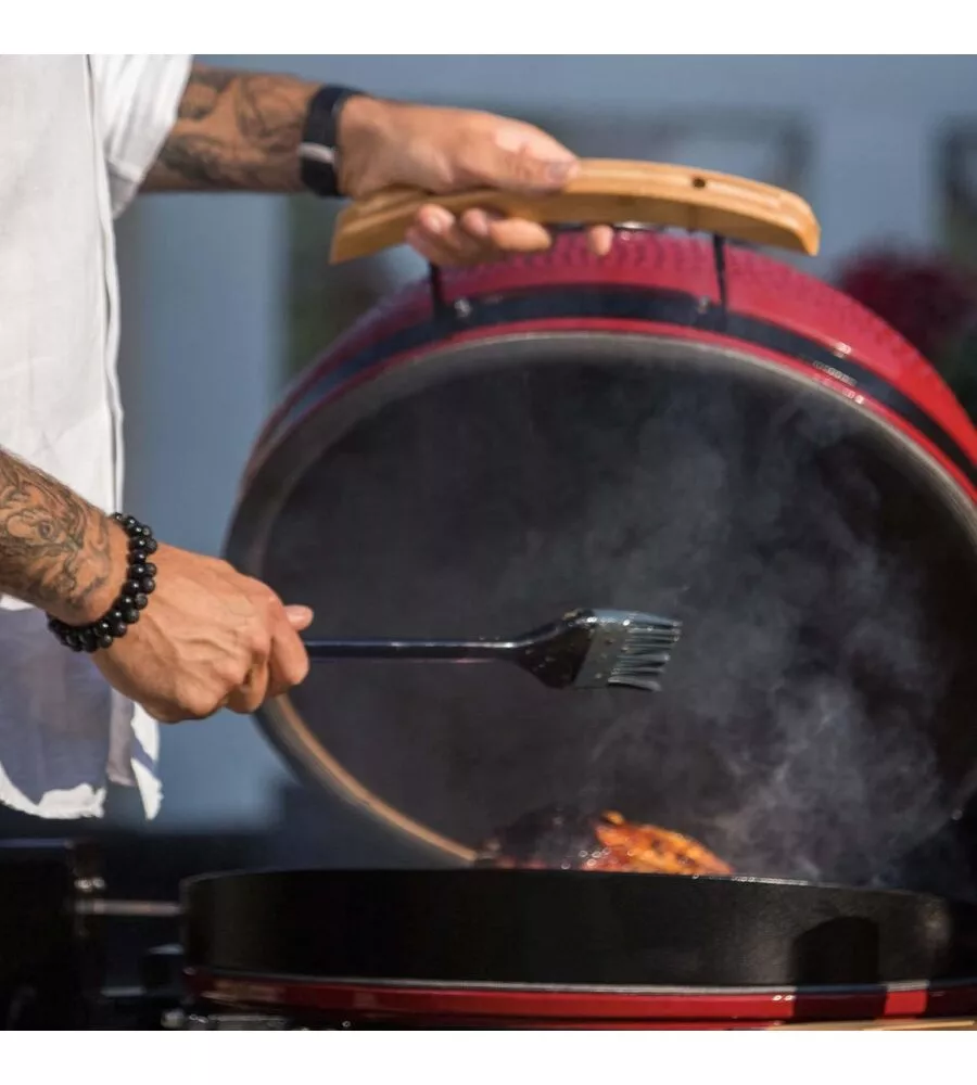 BARBECUE A CARBONE KAMADO BONO "LIMITED 25" IN CERAMICA ROSSO CON ROTELLE 83X70X90 CM
