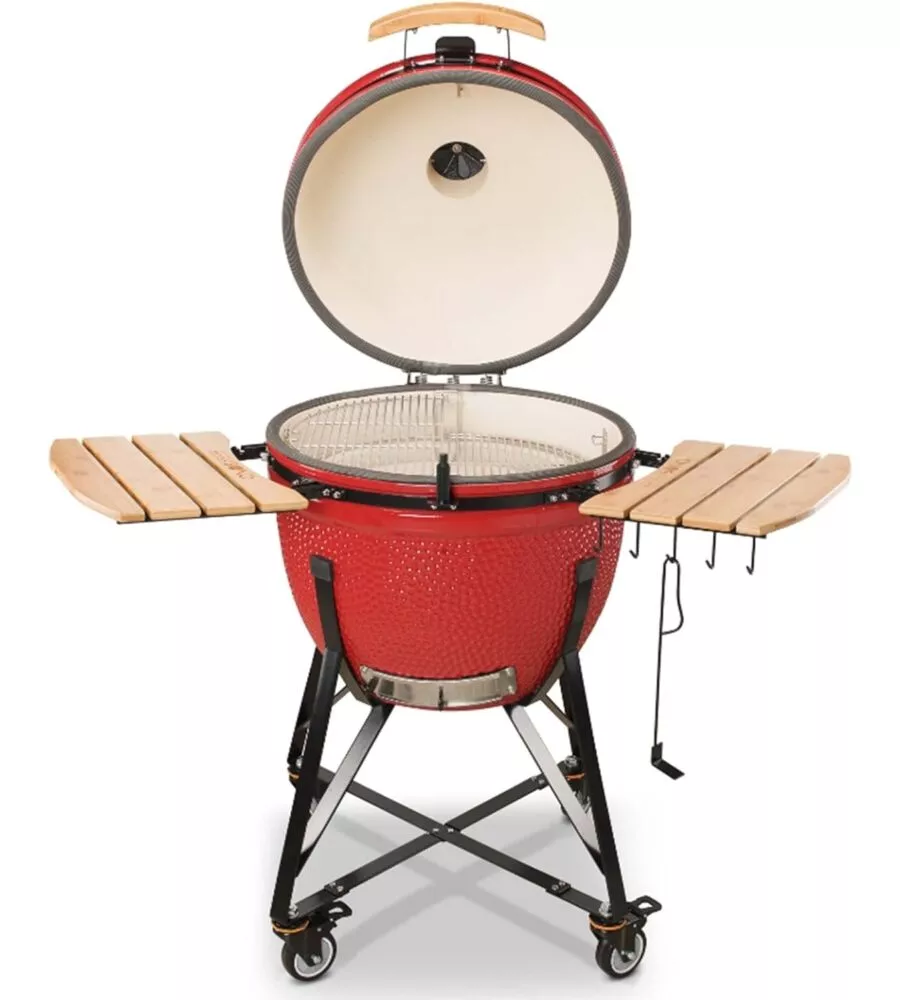 BARBECUE A CARBONE KAMADO BONO "LIMITED 25" IN CERAMICA ROSSO CON ROTELLE 83X70X90 CM