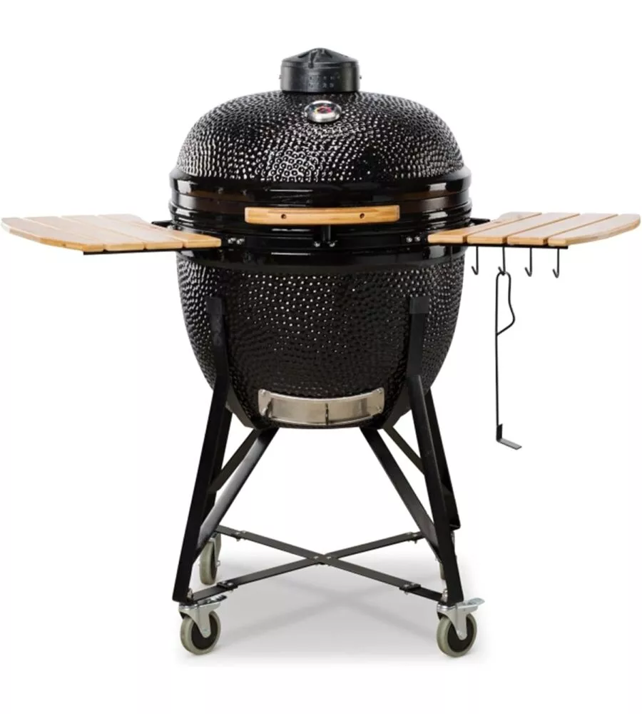 BARBECUE A CARBONE KAMADO BONO "LIMITED 25" IN CERAMICA NERO CON ROTELLE 83X70X90 CM