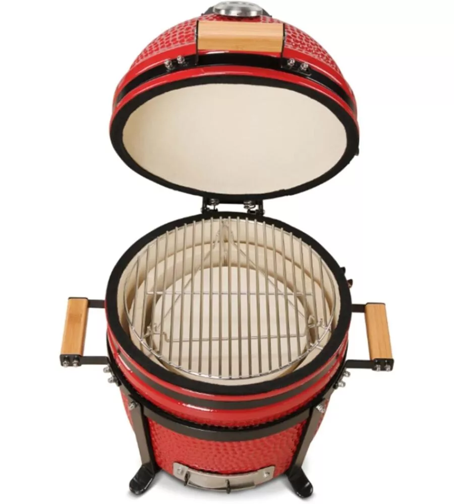 BARBECUE A CARBONE KAMADO BONO "MINIMO 15" IN CERAMICA ROSSO 46X46X65 CM
