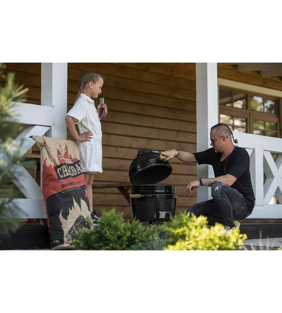 BARBECUE A CARBONE KAMADO BONO "MINIMO 15" IN CERAMICA NERO 46X46X65 CM