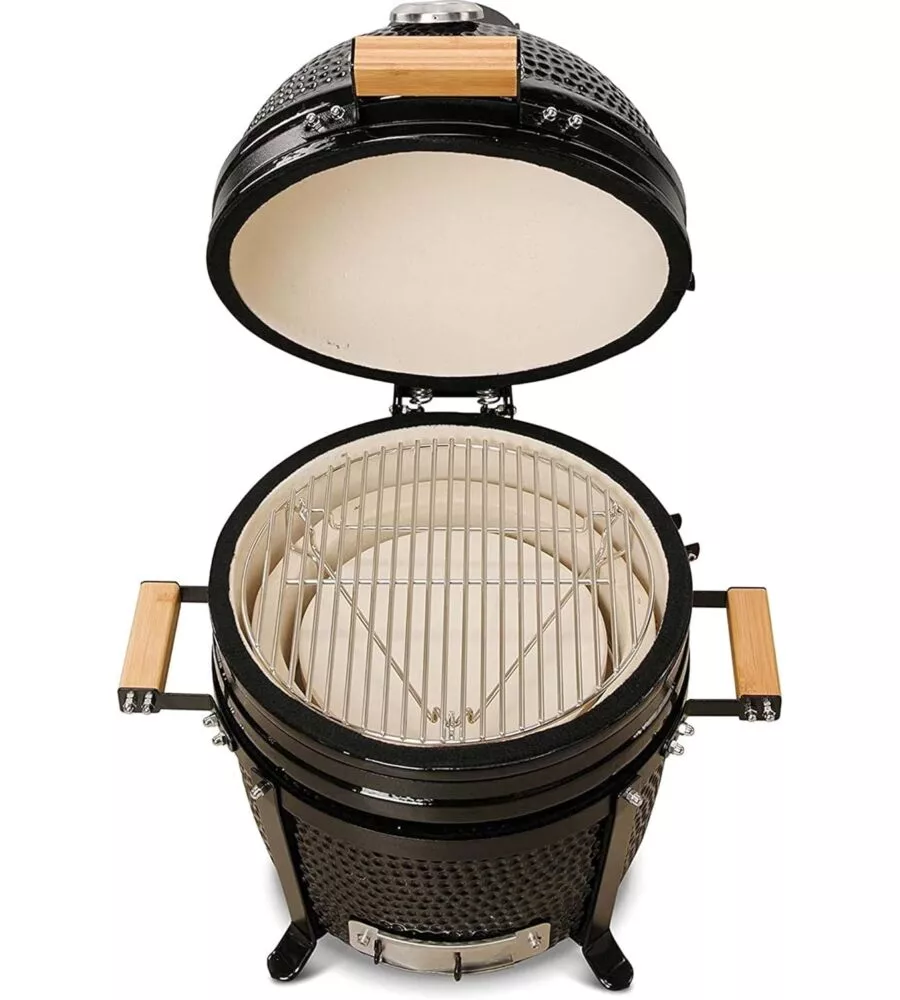 BARBECUE A CARBONE KAMADO BONO "MINIMO 15" IN CERAMICA NERO 46X46X65 CM