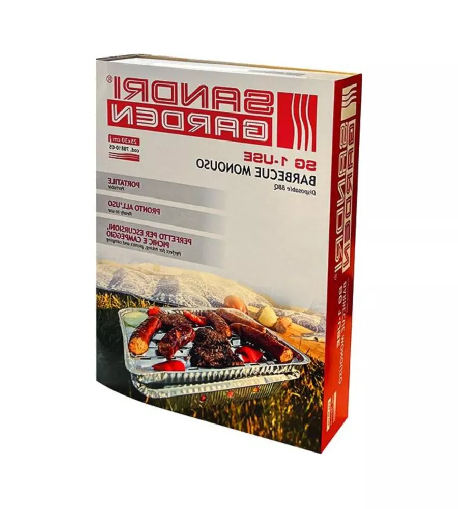 BARBECUE MONOUSO ISTANTANEO SANDRIGARDEN CON ACCENDIFUOCO 25X30 CM