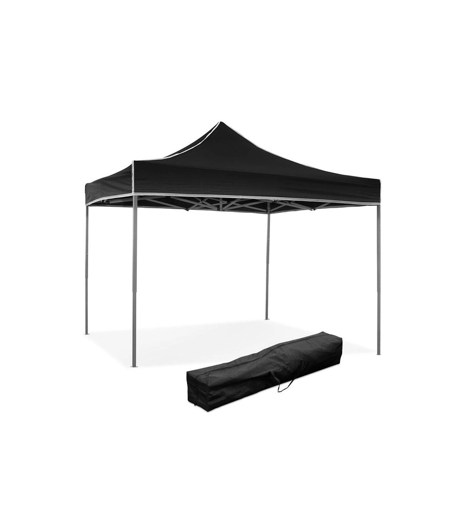 GAZEBO RICHIUDIBILE PIEGHEVOLE RIVIERA IN TESSUTO IMPERMEABILE E ANTI UV NERO 3X3 M