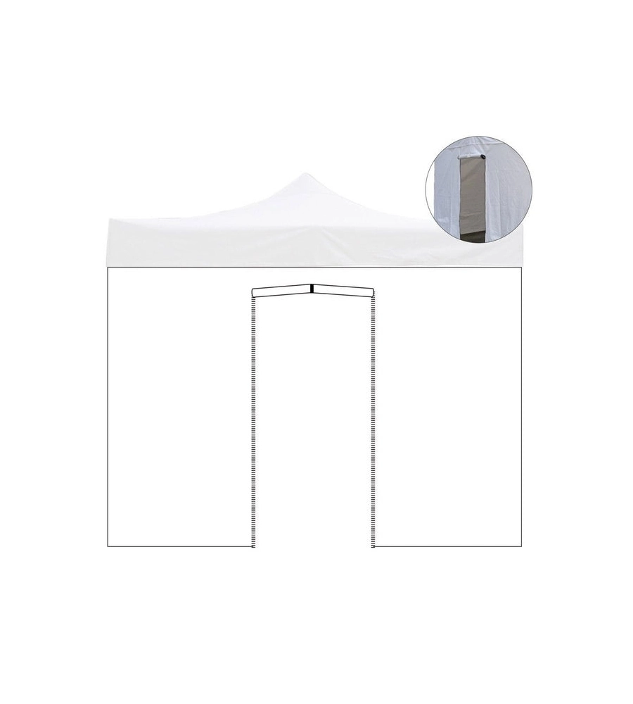 TELO LATERALE CON PORTA AVVOLGIBILE PER GAZEBO RIVIERA IN TESSUTO IMPERMEABILE E ANTI UV BIANCO 3X4,5 M