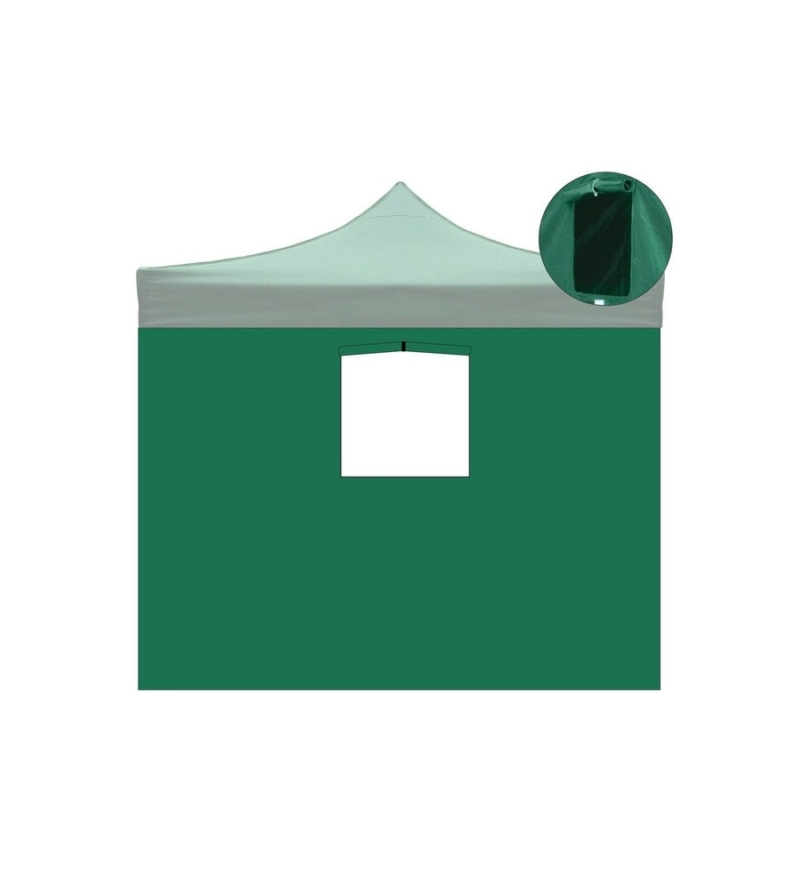 TELO LATERALE CON FINESTRA PER GAZEBO RIVIERA IN TESSUTO IMPERMEABILE E ANTI UV VERDE 3X3 M