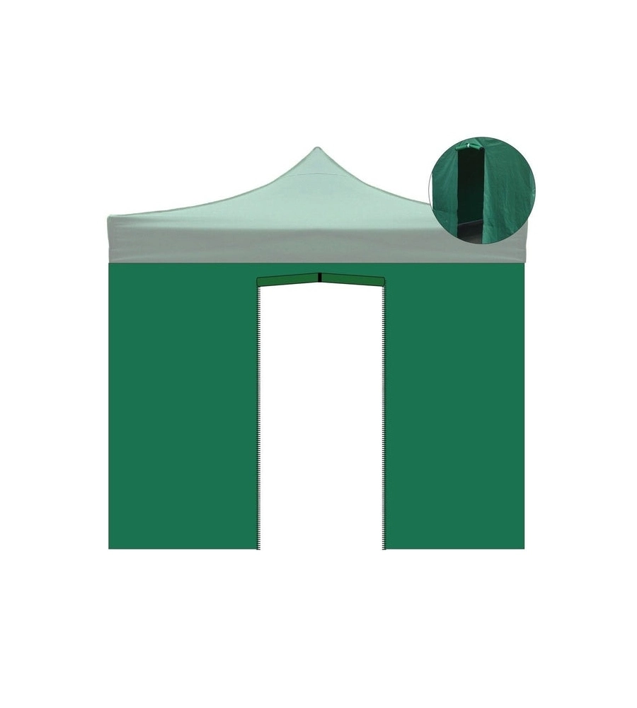 TELO LATERALE CON PORTA AVVOLGIBILE PER GAZEBO RIVIERA IN TESSUTO IMPERMEABILE E ANTI UV VERDE 3X3 M