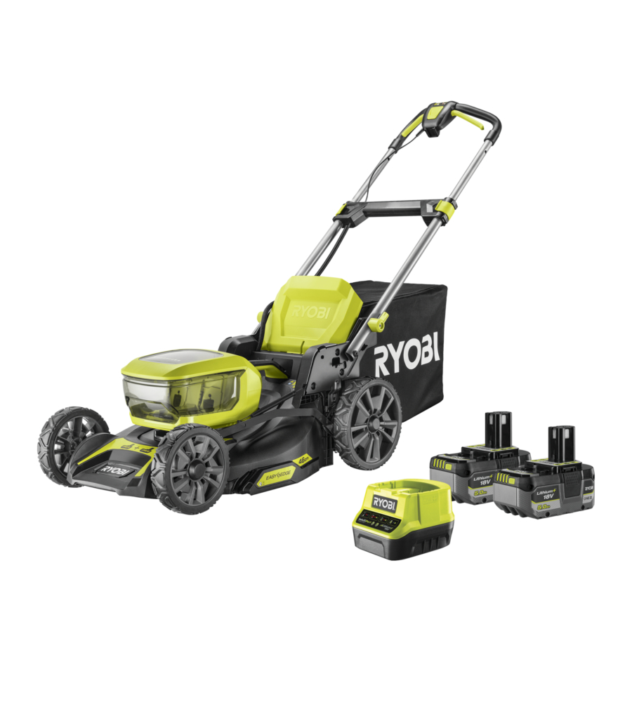 TAGLIAERBA A BATTERIA RYOBI "RY18LMX46A-250" TAGLIO 46 CM 18V, DUE BATTERIE 5.0AH INCLUSE