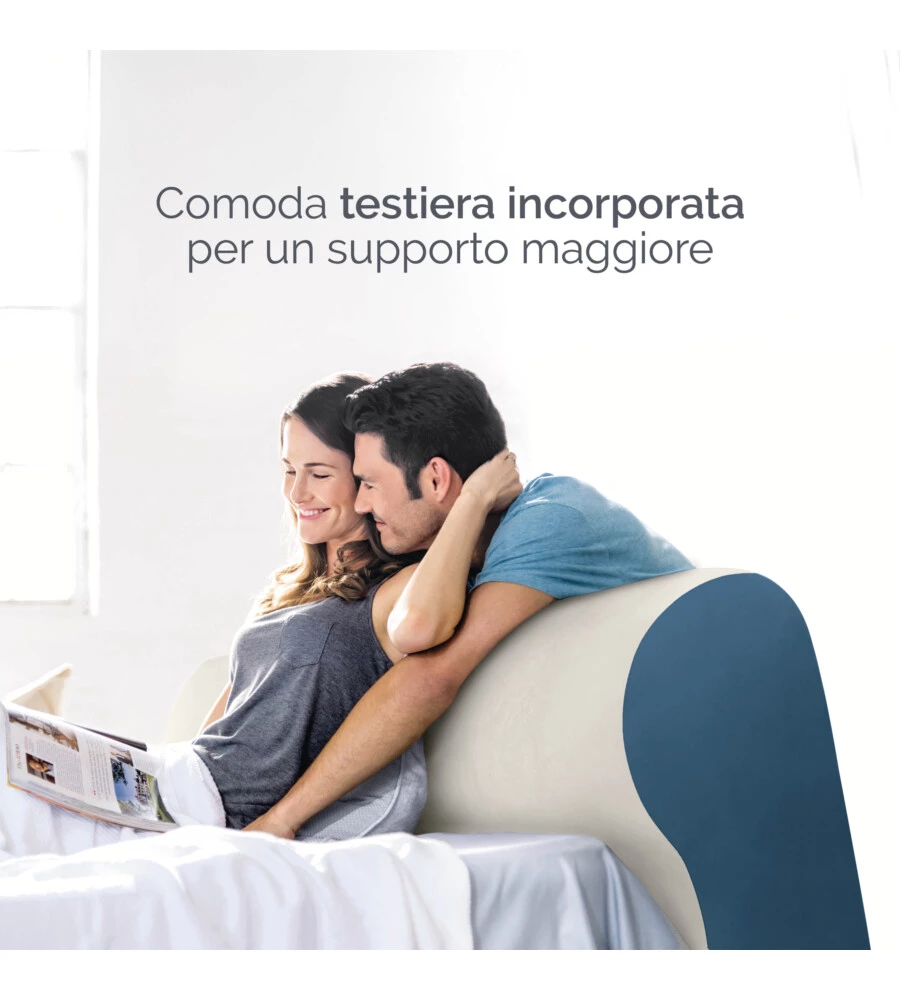 MATERASSO MATRIMONIALE GONFIABILE INTEX "SILKY BED" BEIGE E BLU CON TESTIERA E POMPA ELETTRICA INTEGRATA 229X152X79 CM - COD. 64460ND