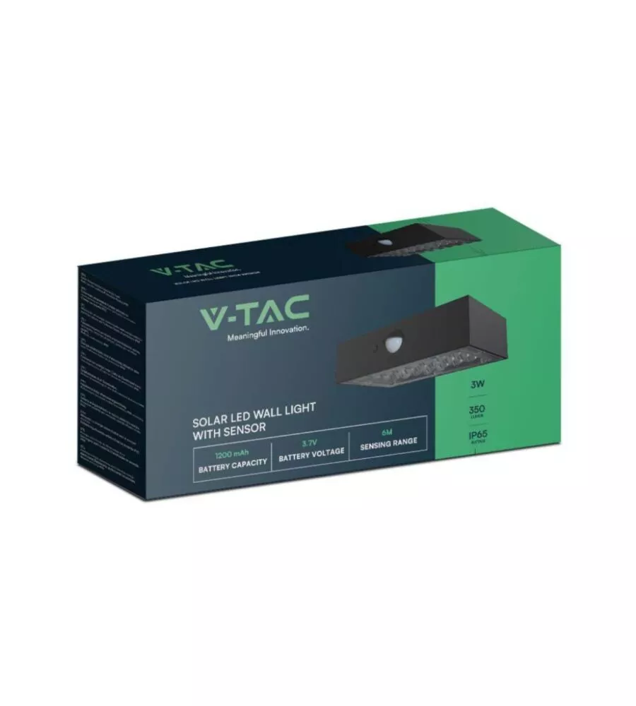LAMPADA LED A MURO DA ESTERNO VTAC NERO 8000K