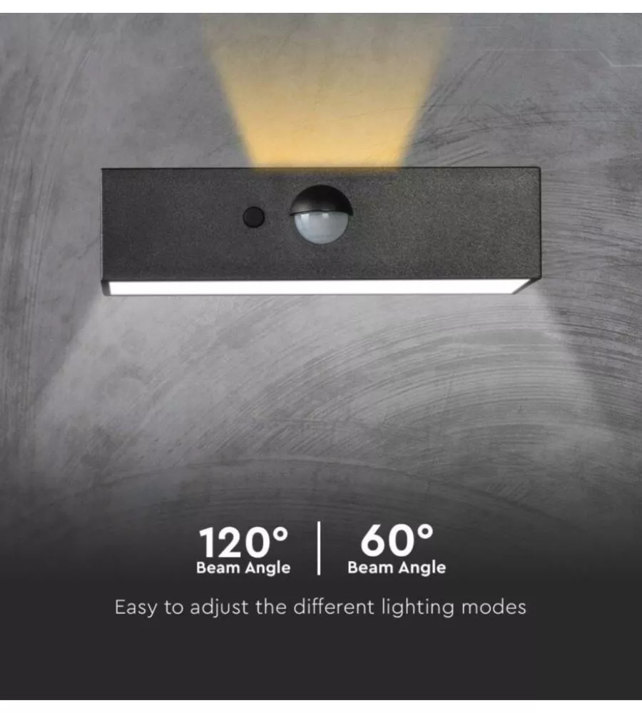 LAMPADA LED A MURO DA ESTERNO VTAC NERO 8000K