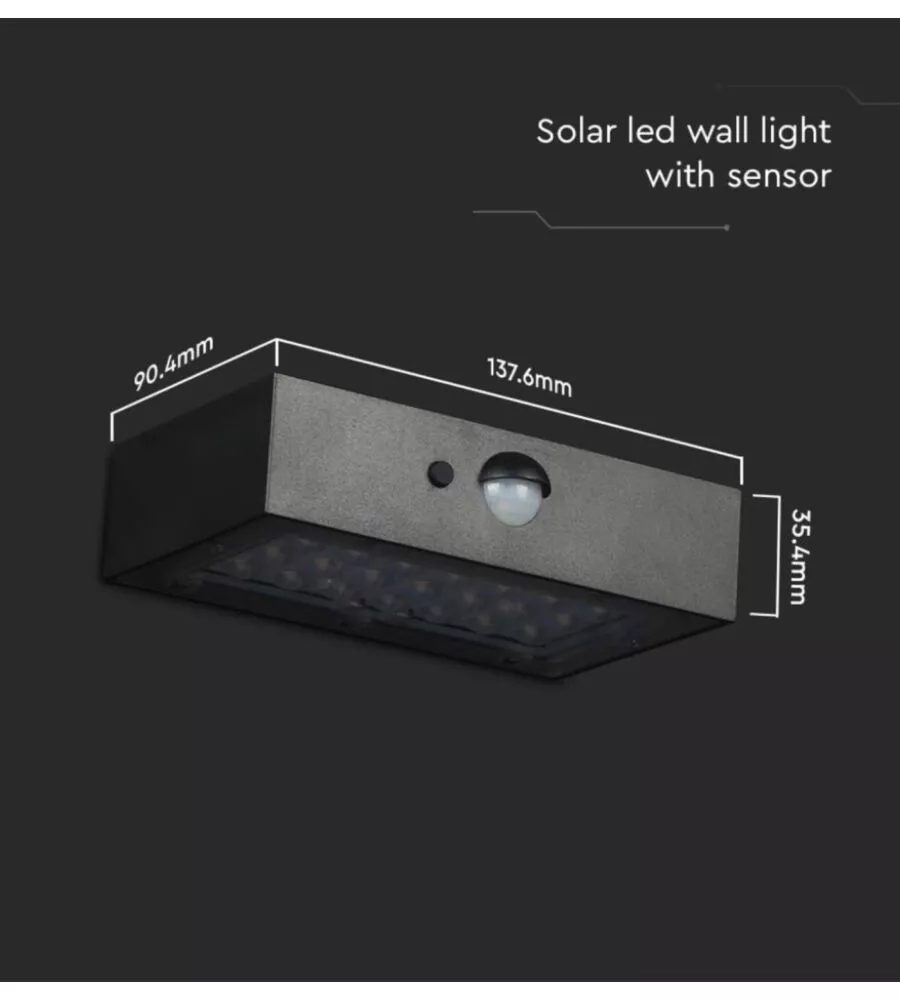 LAMPADA LED A MURO DA ESTERNO VTAC NERO 8000K