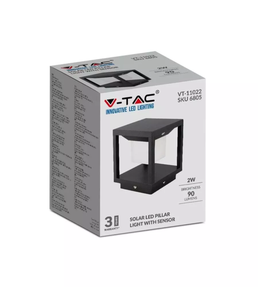 LAMPADA LED SOLARE DA TERRA DA ESTERNO VTAC NERO 3000K