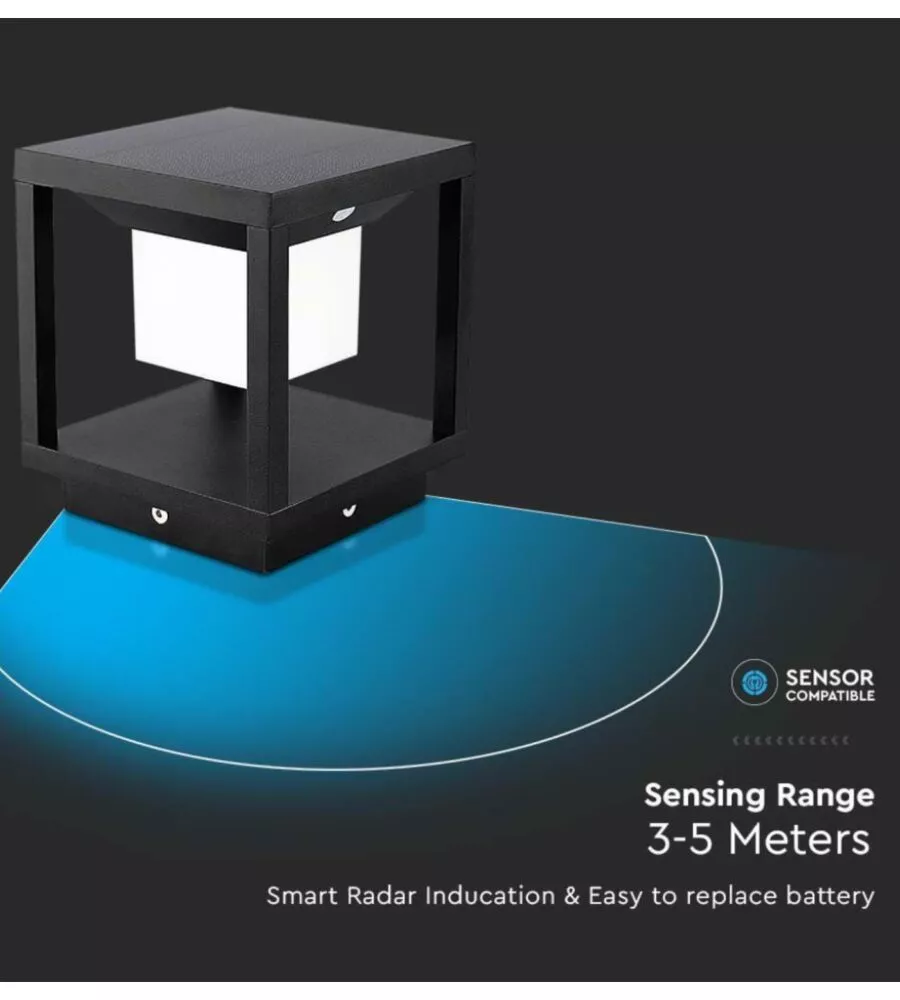 LAMPADA LED SOLARE DA TERRA DA ESTERNO VTAC NERO 3000K