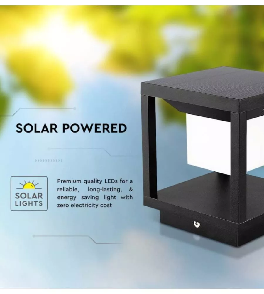 LAMPADA LED SOLARE DA TERRA DA ESTERNO VTAC NERO 3000K