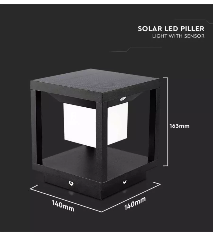 LAMPADA LED SOLARE DA TERRA DA ESTERNO VTAC NERO 3000K