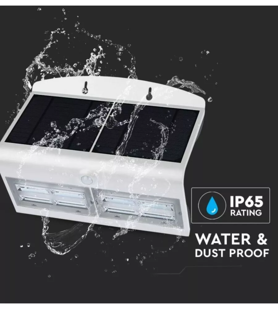 LAMPADA LED SOLARE A MURO DA ESTERNO VTAC BIANCO 4000K