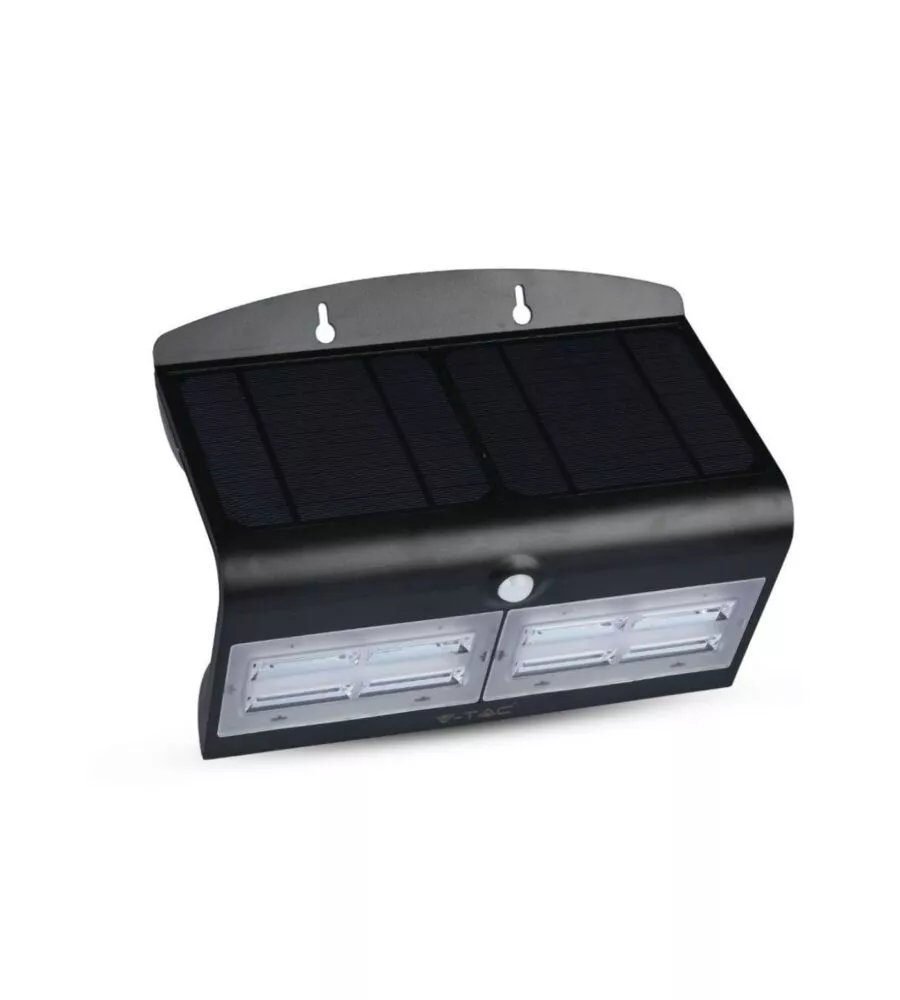LAMPADA LED SOLARE A MURO DA ESTERNO VTAC NERO 4000K