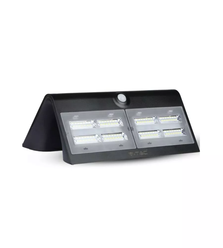 LAMPADA LED SOLARE A MURO DA ESTERNO VTAC NERO 4000K