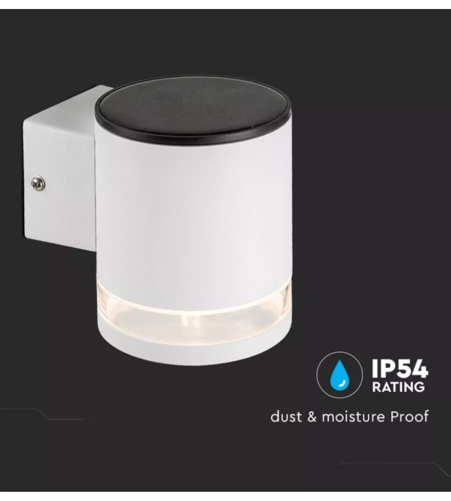 APPLIQUE LED DA ESTERNO VTAC BIANCO CILINDRICO 3000K