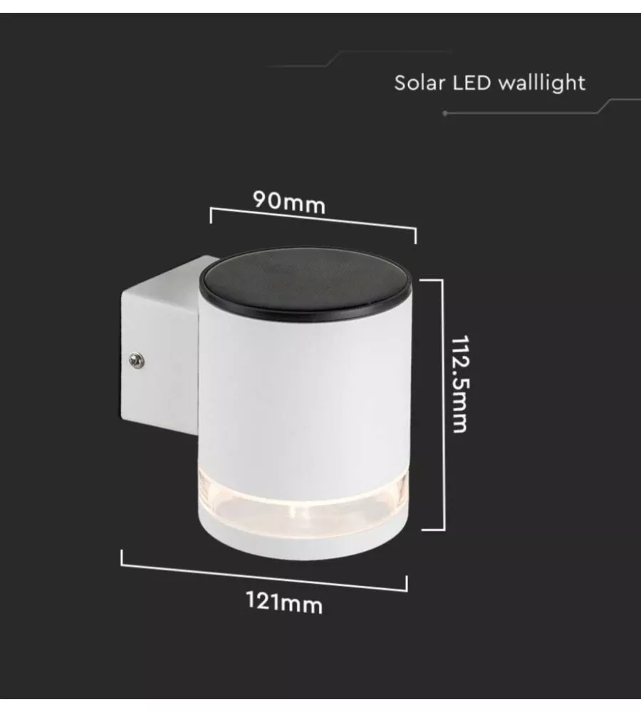 APPLIQUE LED DA ESTERNO VTAC BIANCO CILINDRICO 3000K
