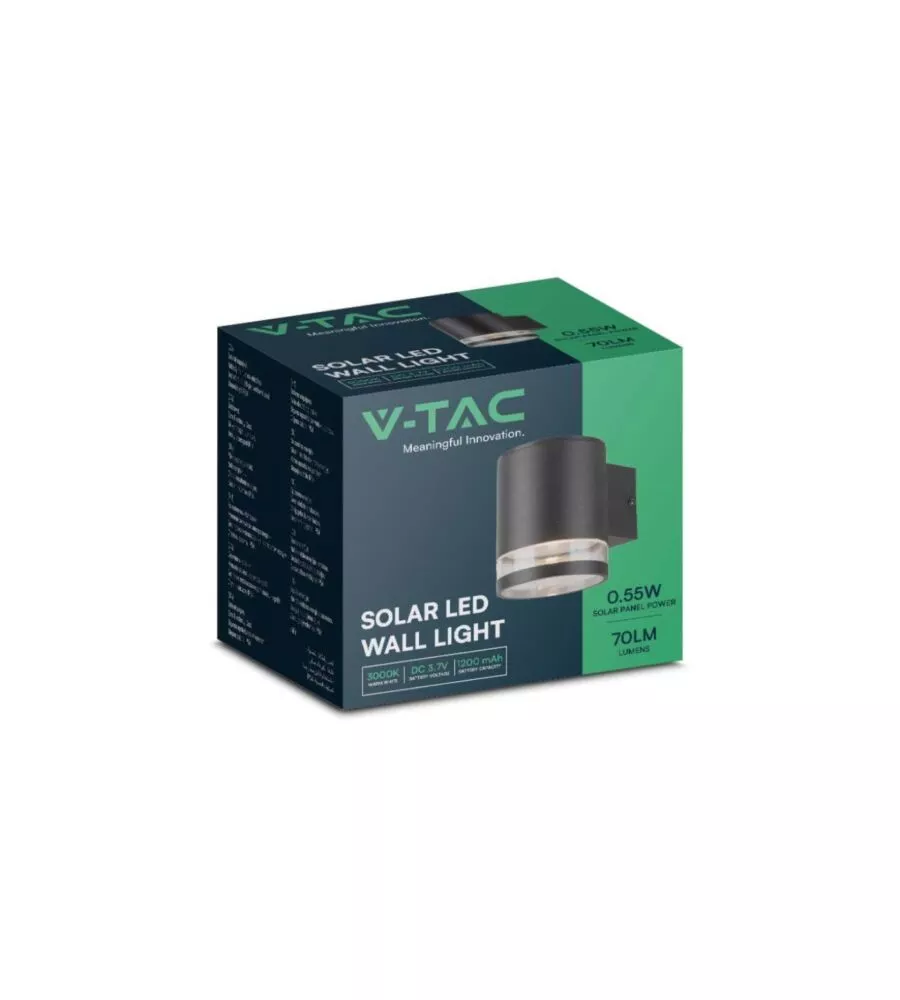 APPLIQUE LED DA ESTERNO VTAC NERO CON SENSORE DI MOVIMENTO 3000K