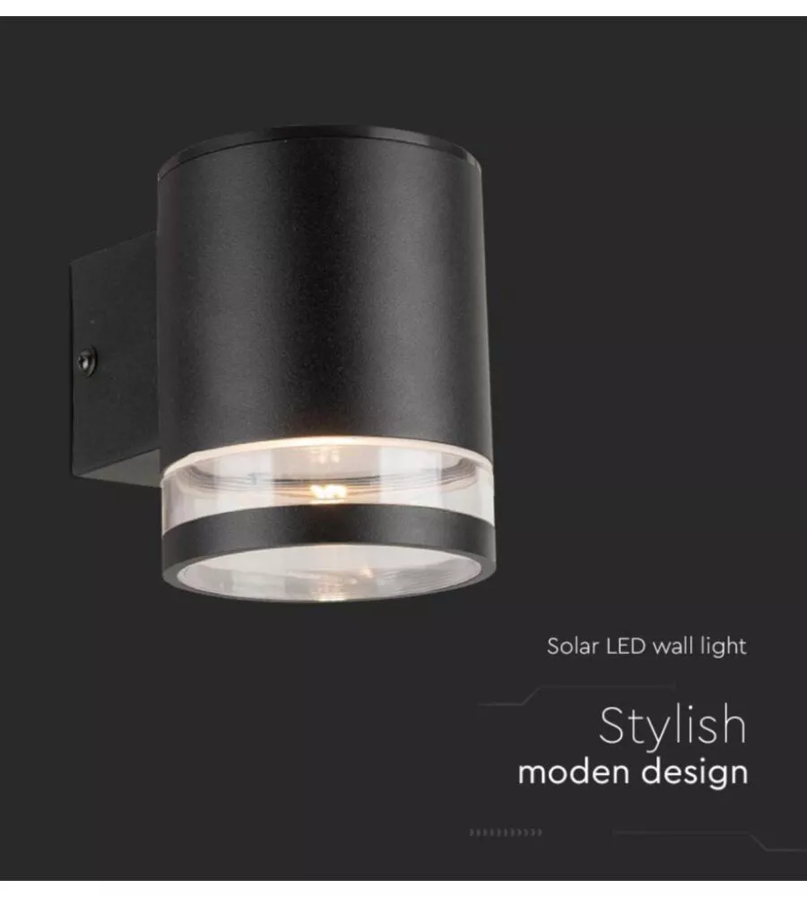 APPLIQUE LED DA ESTERNO VTAC NERO CON SENSORE DI MOVIMENTO 3000K