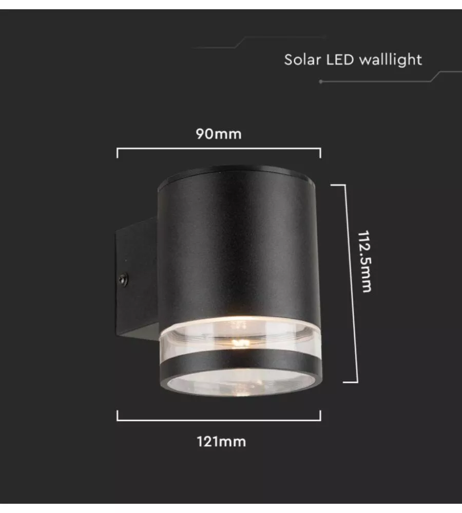 APPLIQUE LED DA ESTERNO VTAC NERO CON SENSORE DI MOVIMENTO 3000K