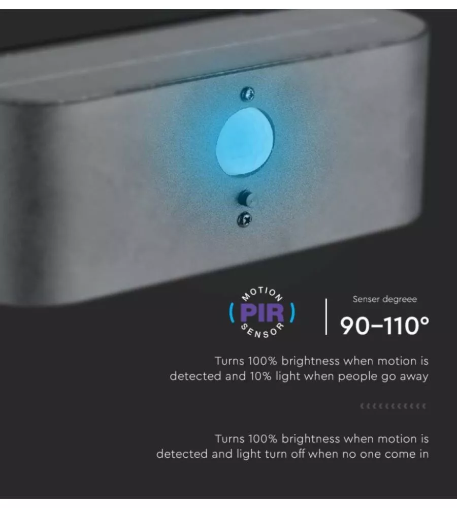 APPLIQUE LED DA ESTERNO VTAC BIANCO CON SENSORE DI MOVIMENTO 3000K