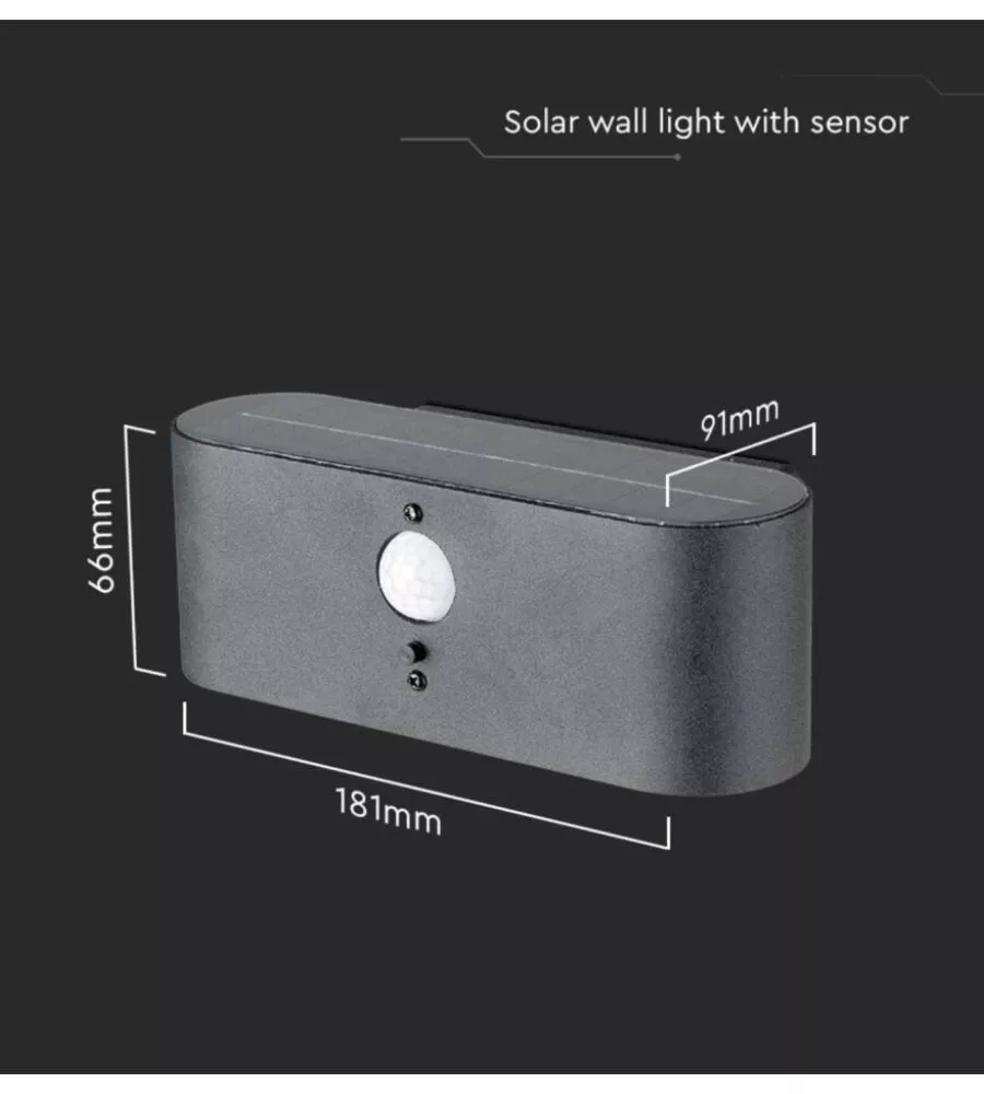 APPLIQUE LED DA ESTERNO VTAC BIANCO CON SENSORE DI MOVIMENTO 3000K