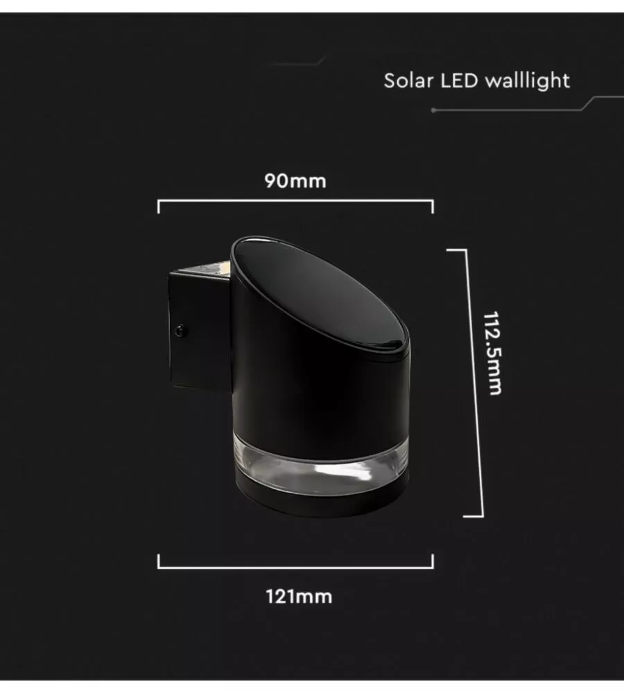 APPLIQUE LED DA ESTERNO VTAC NERO CILIDRICA OBLIQUA 3000K