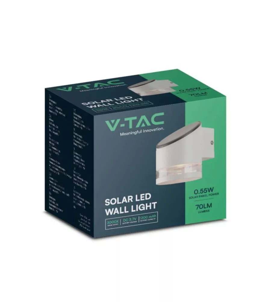 APPLIQUE LED DA ESTERNO VTAC BIANCO CILIDRICA OBLIQUA 3000K