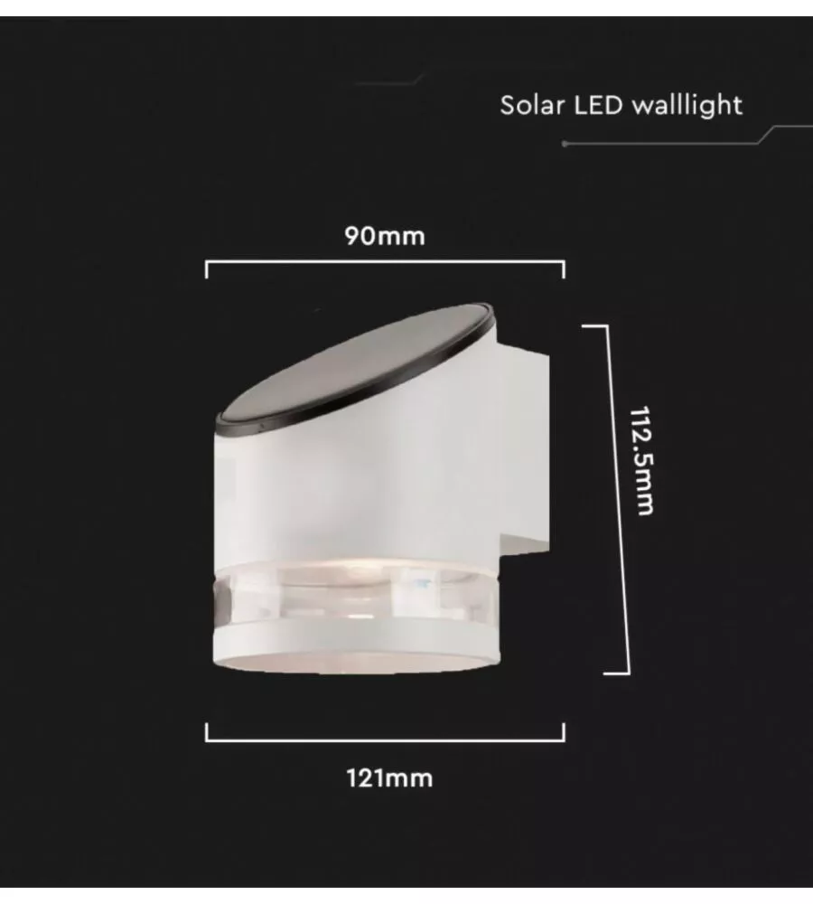 APPLIQUE LED DA ESTERNO VTAC BIANCO CILIDRICA OBLIQUA 3000K