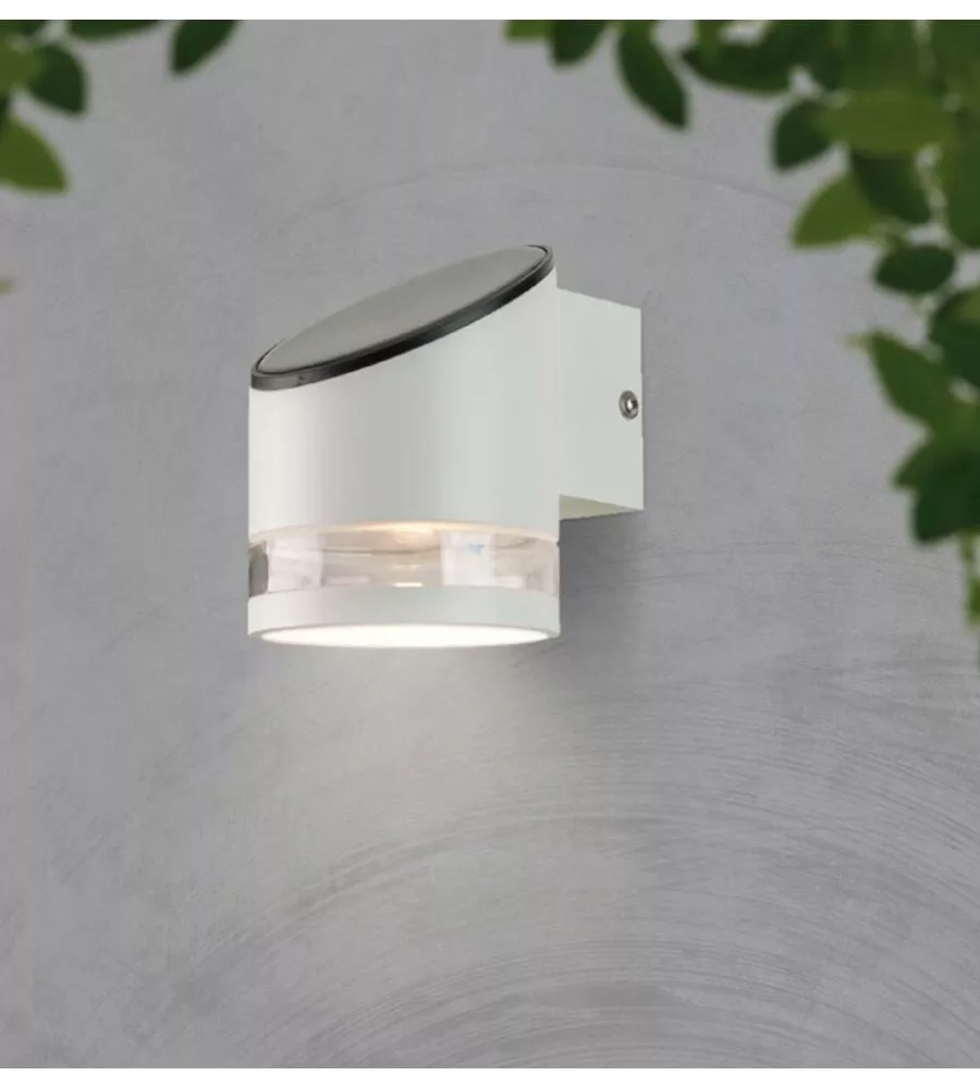 APPLIQUE LED DA ESTERNO VTAC BIANCO CILINDRICA OBLIQUA CON SENSORE 3000K