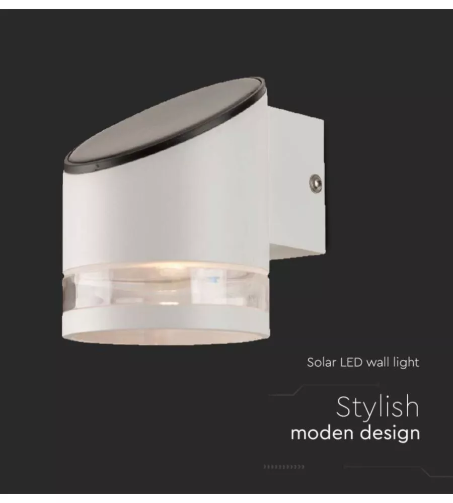 APPLIQUE LED DA ESTERNO VTAC BIANCO CILINDRICA OBLIQUA CON SENSORE 3000K