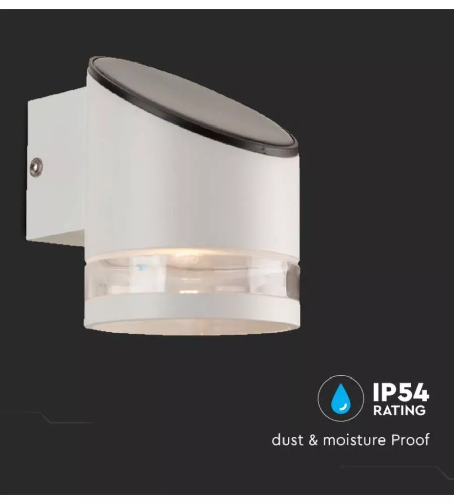 APPLIQUE LED DA ESTERNO VTAC BIANCO CILINDRICA OBLIQUA CON SENSORE 3000K