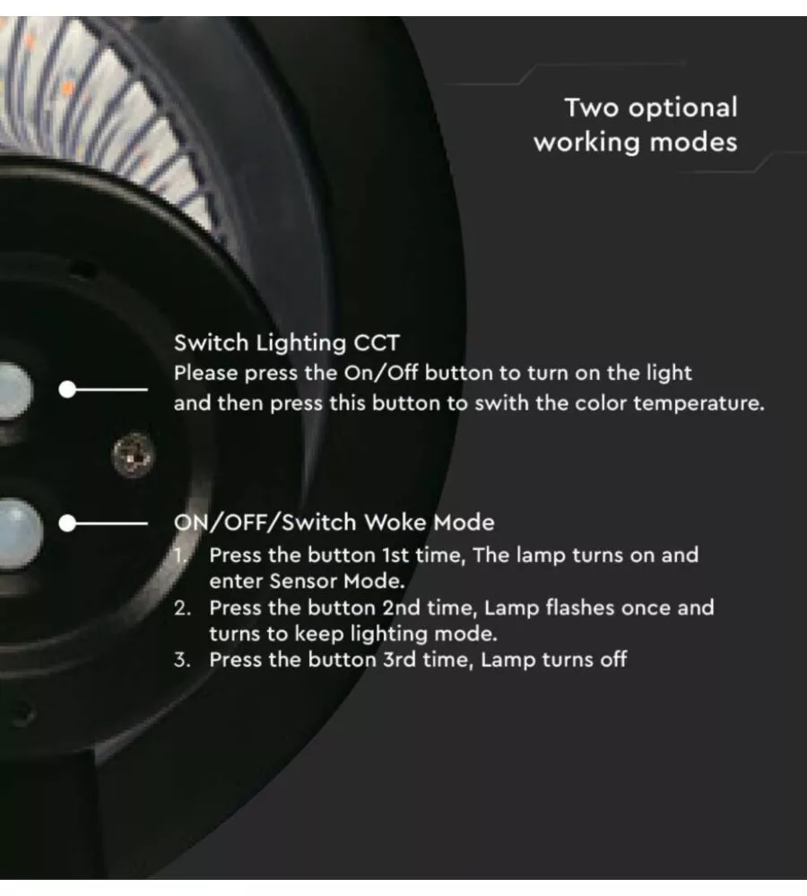 PALO LED SOLARE DA TERRA VTAC NERO 6000K+4000K