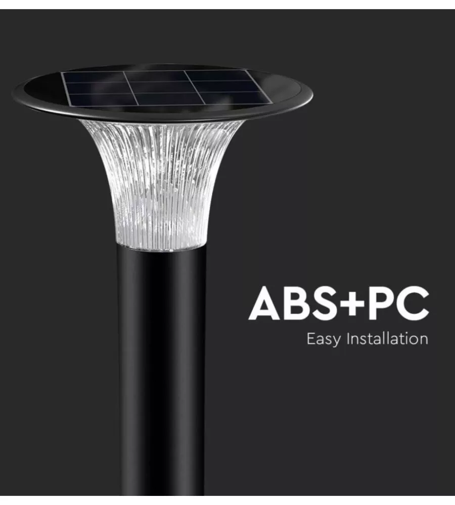 PALO LED SOLARE DA TERRA VTAC NERO 6000K+4000K